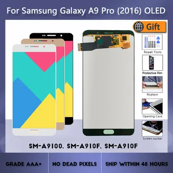 Samsung Galaxy A9 Pro 2016 A910 A9100 A910F SM-A9100 Süper AMOLED lcd ekran dokunmatik ekranlı sayısallaştırıcı grup Değiştirme