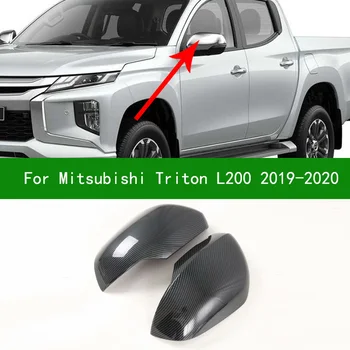 Mitsubishi TRİTON için L200 2019-2020 araba dikiz aynası kapağı trim, Pajero Sport Montero karbon fiber Yan krom Ayna Kapakları