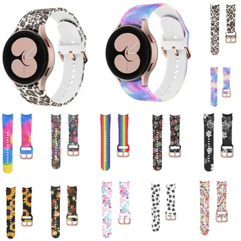 20mm silikon saat kayışı Galaxy watch4 40 / 44mm watch4 Klasik bilezik akıllı spor kayış sevimli Karikatür çiçek yumuşak Saat Kayışı