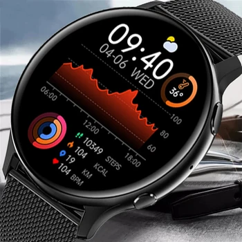 Yeni HD 360 * 360 Ekran akıllı saat Kadın Erkek Bluetooth Çağrı Smartwatch Su Geçirmez kan basıncı vücut sıcaklığı Monitörü Saat