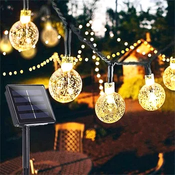 10/20/50 LEDS Kristal top 5 M/10 M Güneş Lambası Güç LED Dize Peri ışıklar Güneş Garlands Bahçe yılbaşı dekoru açık