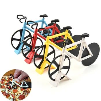 Bisiklet Pizza Kesici Tekerlek Paslanmaz Çelik Bisiklet pizza bıçağı Dilimleme yapışmaz Çift Kesme Tekerlekleri Pizza Kesici Mutfak Aletleri