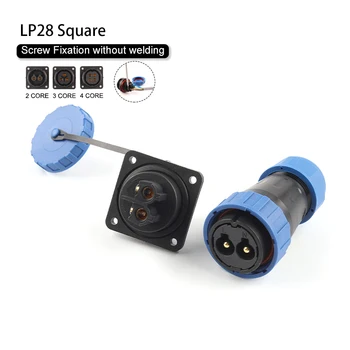 LP / SP28 IP68 su geçirmez konnektör fiş Kare 2 3 4 pin Vida sıkma kaynaksız konnektörler fiş ve soket