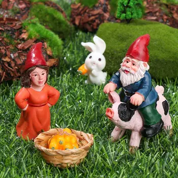 Hediye Saksı Süsler Sürme Domuz Gnome Kadın Goblin Heykeli Peri Bahçe Süslemeleri Minyatür Cüce Heykelcik