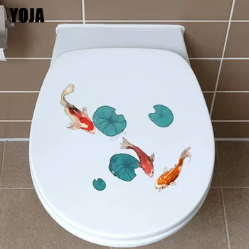 YOJA 23.5 * 19.8 CM Oynak Goldfish Su Oturma Odası Ev Dekor Tuvalet Çıkartması Duvar Sticker T3-0759