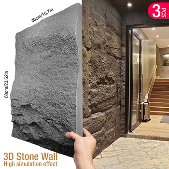 60x40cm kutu taş doku 3D duvar paneli eşkenar dörtgen kesme dekor oturma odası duvar kağıdı duvar taş tuğla 3D duvar sticker su geçirmez