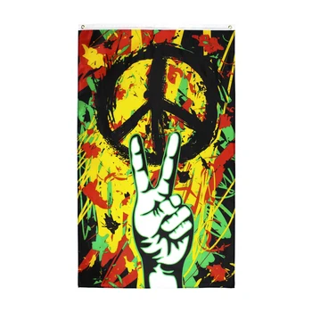 Flaglink 3x5fts 90 * 150 cm Rasta Barış Grafitti Bayrağı BOB Marley Reggae Hippi Grubu