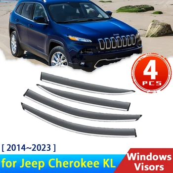 Deflektörleri için Jeep Cherokee KL 5 V 2014 ~ 2023 Aksesuarları Araba Pencere Siperliği Yağmur Kaş Muhafızları Güneşlik Tente Trim 2019 2020