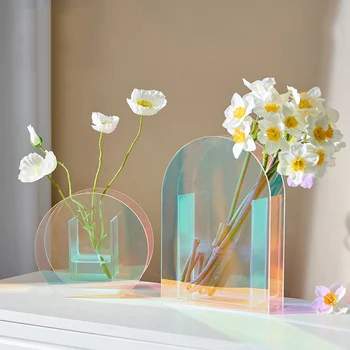 Akrilik Vazo Ev Dekor Odası Dekorasyon Modern Düğün Dekorasyon Bitki Topraksız Çiçek Düzenleme Konteyner Şeffaf Vazo