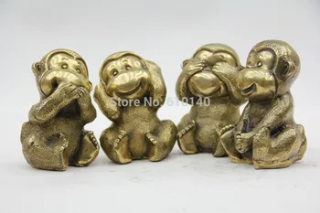 Çarpıcı El Sanatları Pirinç Bronz Dört Maymun Heykeli Yok: Kötülük görmeyin, kötülük duymayın, Kötülük konuşmayın. Kötülük yapma.