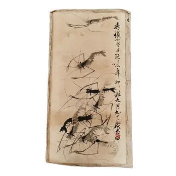 Çin Eski Pirinç Kağıdı Resim Qi Baishi'nin Karides Boyama