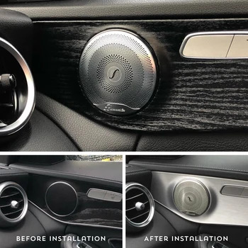 Paslanmaz Çelik Mercedes Benz C Sınıfı için W205 Aksesuarları İç Trim Kapı Ses Hoparlör Dekoratif Kapak Sticker