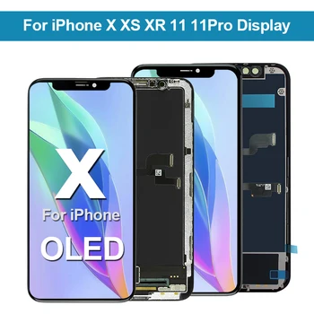 100 % Test Süper Ekran Değiştirme iPhone X XS XR 11 12 mini Pro MAX LCD OLED Ekran 3D Dokunmatik Montaj Gerçek Ton Hediye İle