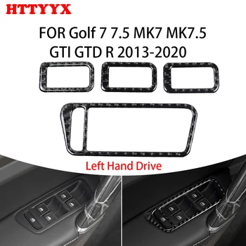 Karbon fiber araba iç pencere düğmesi çerçeve dekorasyon, Volkswagen Golf / 7 / 7 5 MK7 MK7. 5 GTI GTD R 2013-2020 araba sticker