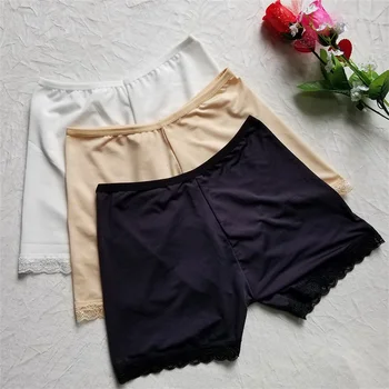 1 adet Yaz İç Çamaşırı Şort Seksi İpek Buz Pantolon Beyaz / Siyah / Çıplak Kadın Güvenlik kısa pantolon Hediyeler Kadınlar İçin 80-110 Kg