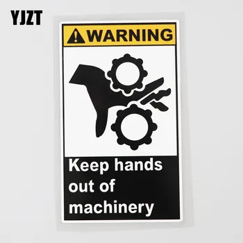 YJZT 7.6 CM×13.5 CM Ellerinizi Makinelerden Uzak Tutun Uyarı Çıkartması PVC Araba Sticker 12C-0137