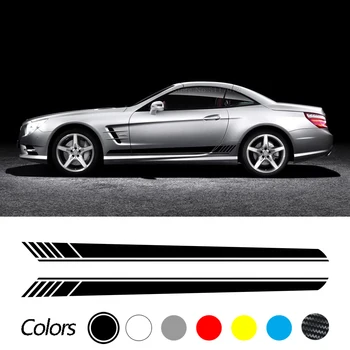 2 Adet Araba Sticker Kapı Yan Şerit Etek Vinil Çıkartması Mercedes Benz SLK Sınıfı R170 R171 R172 SLK55 AMG SLK200 250 Aksesuarları