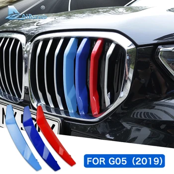 HAVA hızı 3D M Styling BMW X5 G05 2019 Aksesuarları ABS Araba ön ızgara kapağı Trim Izgara Motor Sporları Şerit dekorasyon çıkartmaları