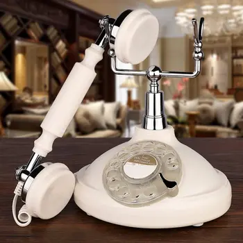 Retro Kablolu Sabit Telefon Beyaz Klasik Vintage Eski Moda Telefon Ev ve Ofis için, kablolu Antika Ev Telefonu Hediye