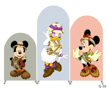 Kemer Arka Planında Arka Plan Mickey Mouse Doğum Günü Partisi Dekorasyon Afiş Kapakları Fotoğraf Çekimi Çift Taraflı Elastik Kumaş