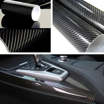 30cm X 152cm 7D Parlak karbon elyaflı vinil film Araba İç Sarma Çıkartmalar Araba süslü çıkartmalar Filmi Çıkartmalar Çıkartmaları Araba Aksesuarları