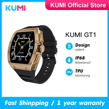 KUMI GT1 Erkekler akıllı saat IP68 Su Geçirmez Spor Spor Smartwatch Hesap Makinesi Saat Metal Arama Tasarım Erkekler İzle Spor Bilezik