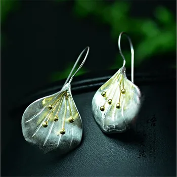 Yeni Zarif Moda Kişilik Çiçek Gümüş Kaplama Takı Kulak Kancası Mizaç Lotus Popüler Küpe E143