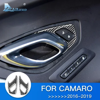 HAVA hızı Chevrolet Camaro 2016 için 2017 2018 2019 Aksesuarları Camaro Sticker İç Trim Karbon Fiber Kapı Anahtarı Çerçeve