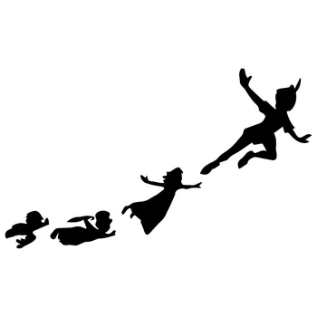 17.1 cm*10 cm Peter Pan & Gang Uçan Moda Araba-Styling Etiketler Çıkartmaları Siyah / Gümüş S3-6584