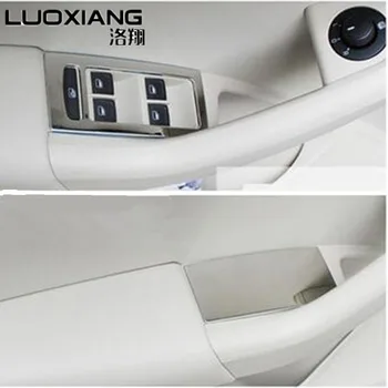 Octavia Için 4 adet A7 2014 2015 2016 sticker Yüksek Kalite Paslanmaz çelik Araba Cam asansör düğmesi kutusu Dekoratif
