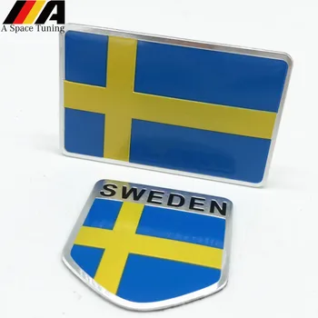 Alüminyum İsveç Bayrağı Araba Styling Sticker Amblem Çıkartması Rozeti SE Arabalar Vücut Pencere Kapı Volvo V70 XC60 S60 V60 V40 VW Golf
